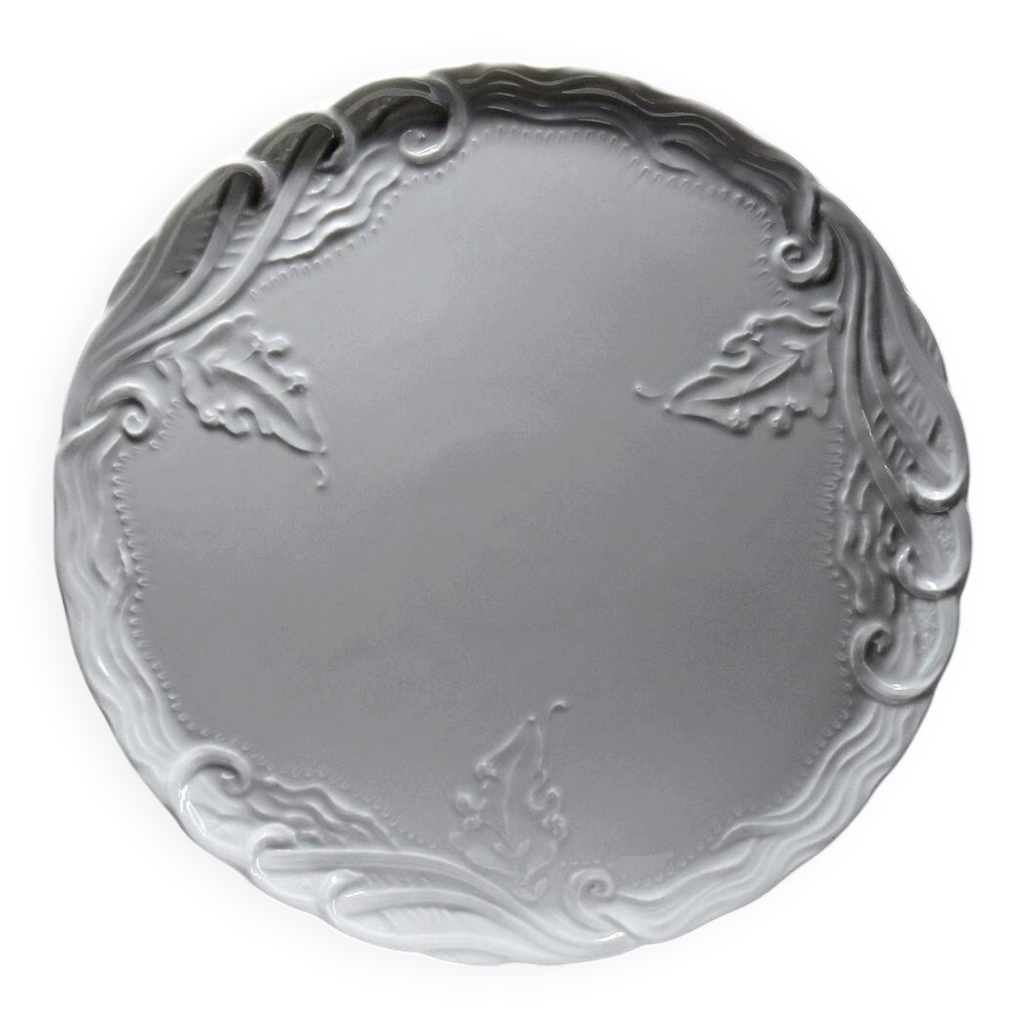 Plat à tarte vintage en porcelaine fine de Limoges blanche