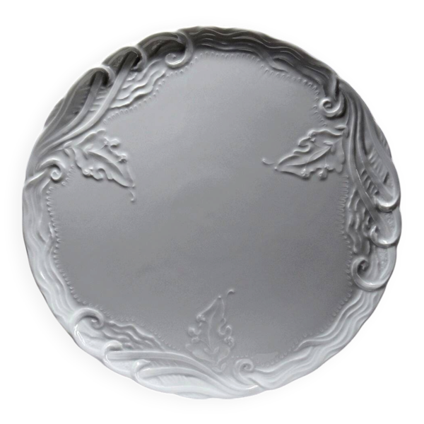 Plat à tarte vintage en porcelaine fine de Limoges blanche