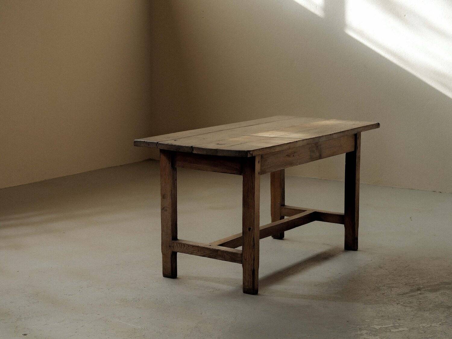Handcrafted solid oak farmhouse table – France, 1950s