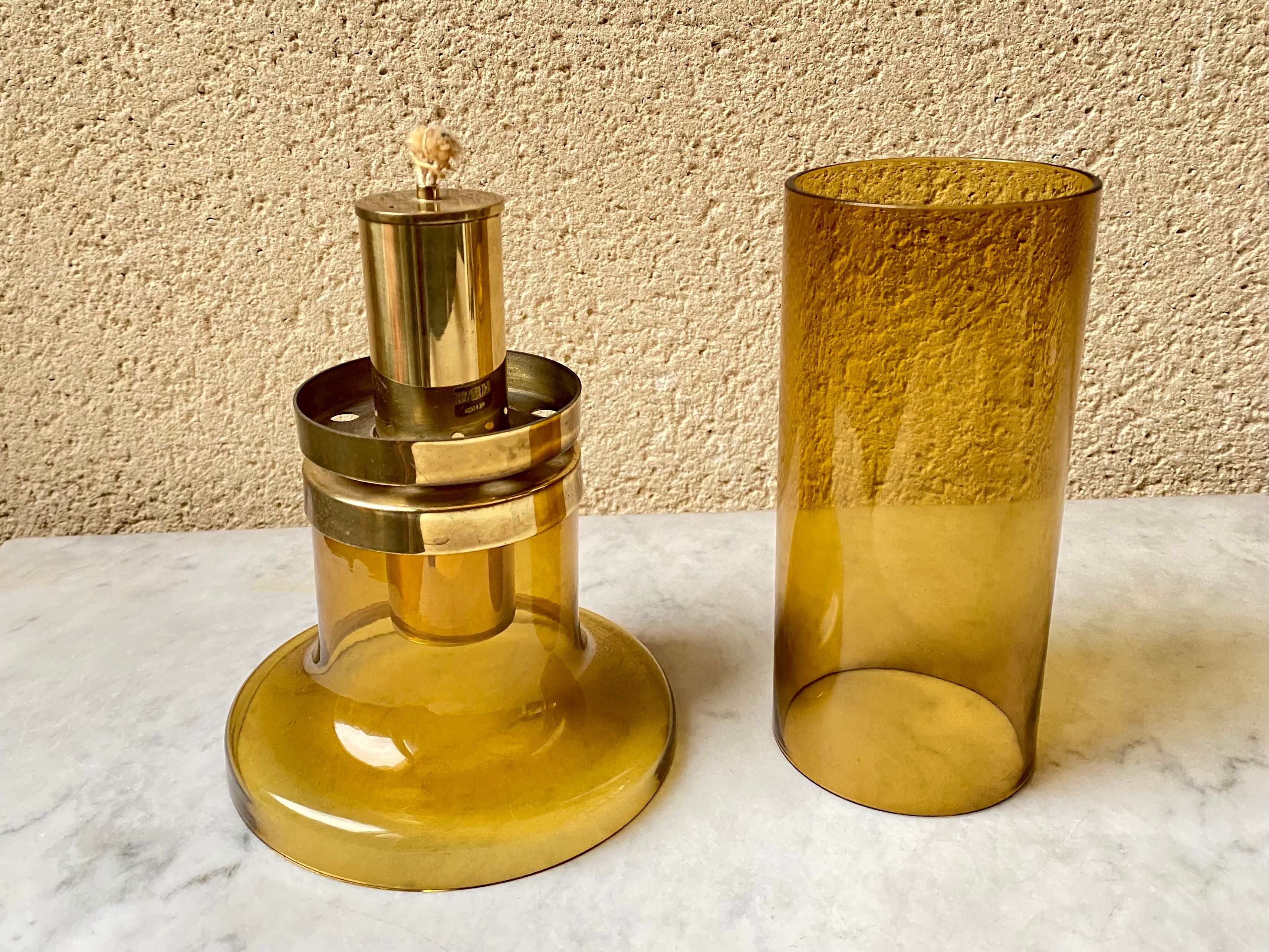 Oil lamp blown glass Hans Agne Jakobsson edition Markaryd Sweden 50s/60s