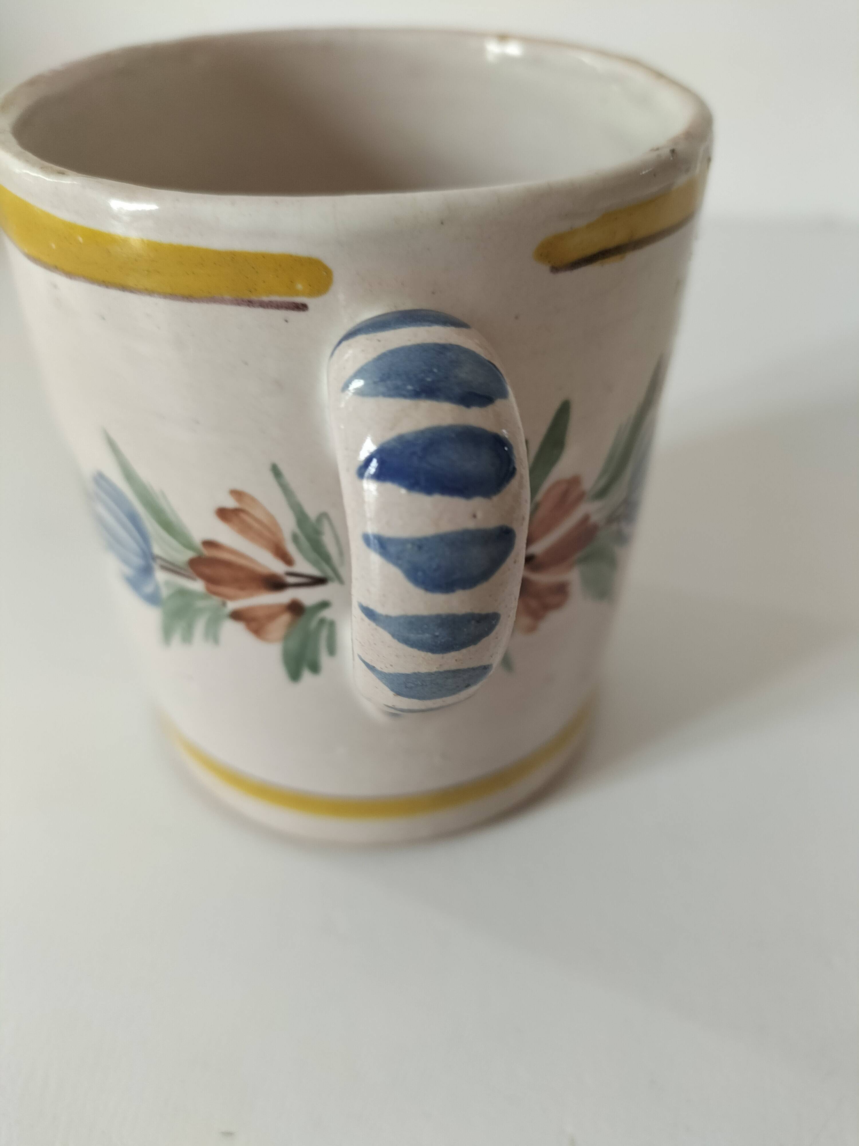 Antique Quimper Henriot jug-cup peasant style circa 1900.