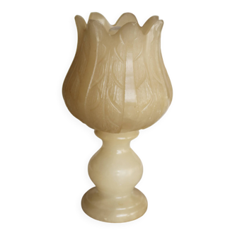 Lampe tulipe en albâtre à poser vintage