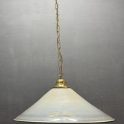 White Murano Glass Pendant Light with Black Rim, Italy, Mid-Century
