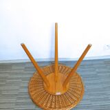 Tripod table, rattan and light wood side table