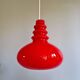 Trio of Space Age pendant lights in red opaline glass, Peill & Putzler, 1970