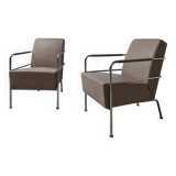 2 vintage nude leather "Cinema" easy chairs by Gunilla Allard for Lammhults | 1990s