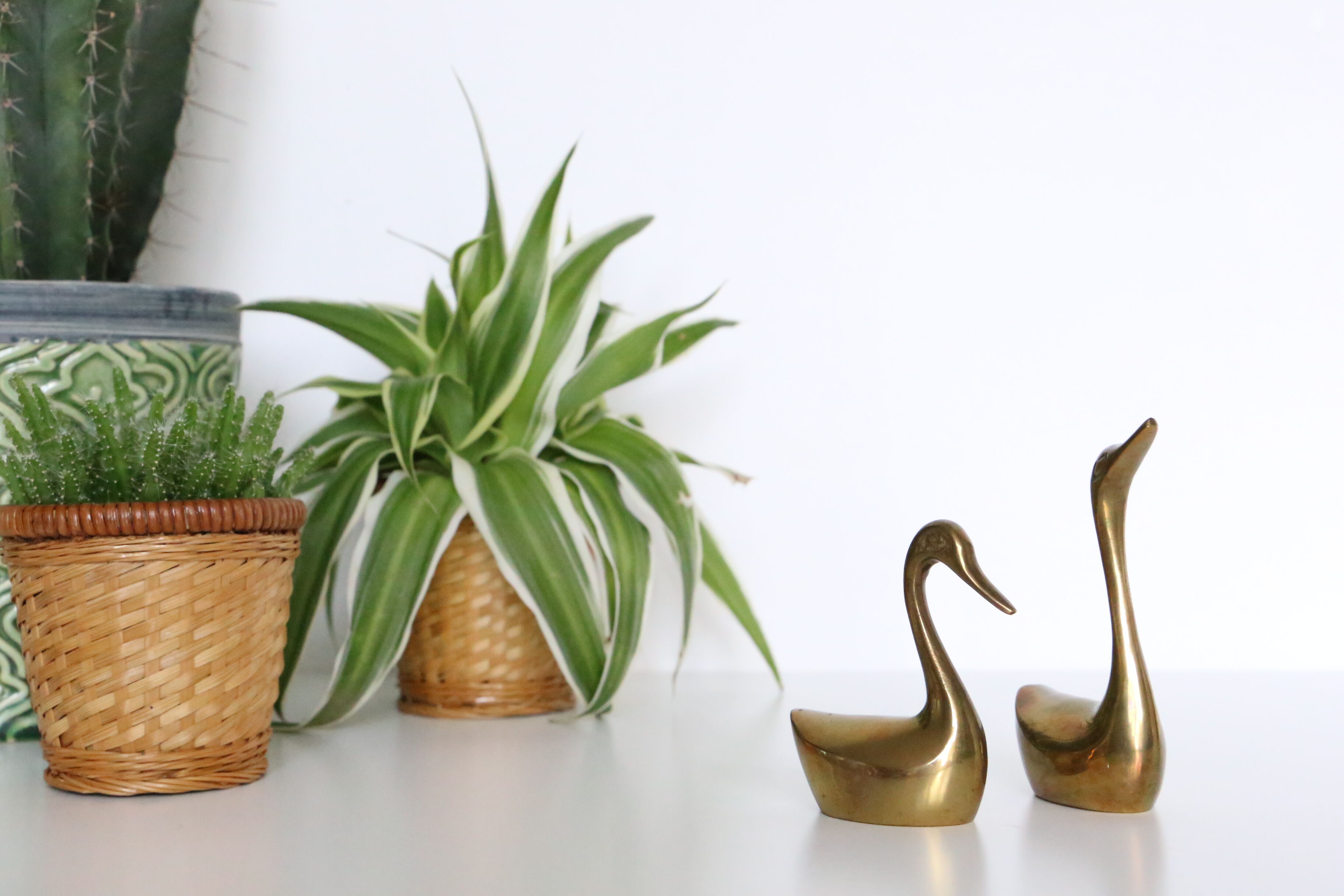 Brass goose duo, vintage paper press