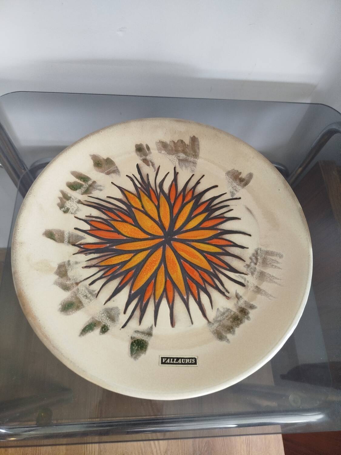 Vintage Vallauris decorative plate, 1970s.