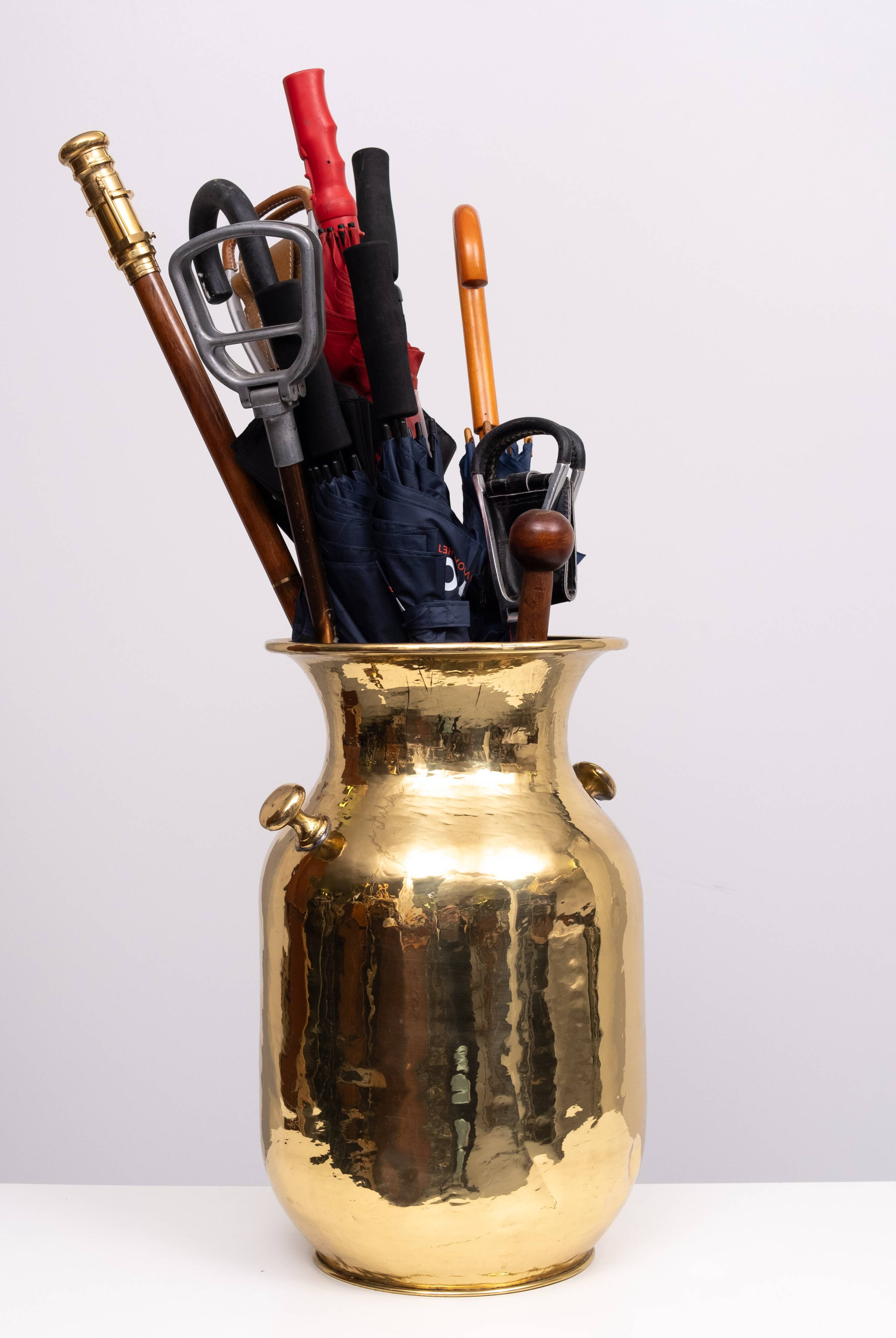 Handmade brass umbrella stand by samex italy 1970s