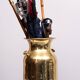 Handmade brass umbrella stand by samex italy 1970s