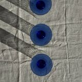 Set of 6 blue-footed champagne flutes; 3 pairs of designs.