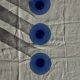 Set of 6 blue-footed champagne flutes; 3 pairs of designs.