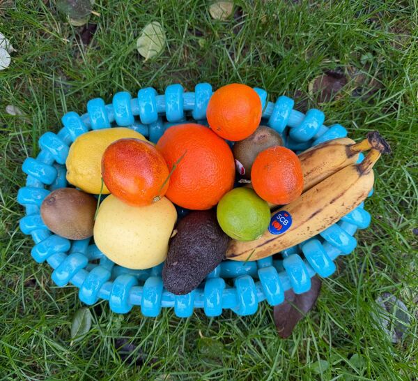 Corbeille en céramique turquoise de Jérôme Massier 1950