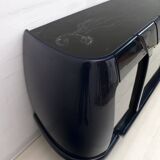 Postmodern Blue Lacquer and Black Marble Sideboard by DBM, Italy, 1980s