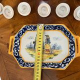 Set of tray and six cream pots HB Quimper