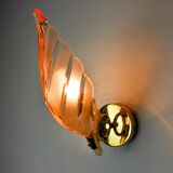 Floral wall lamp, pink murano glass, Italy, 1970