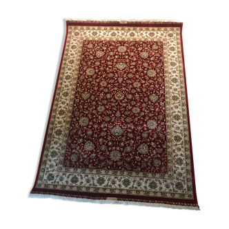 Tapis iranien tissé main soie et laine signé 120x170 certificat d'origine