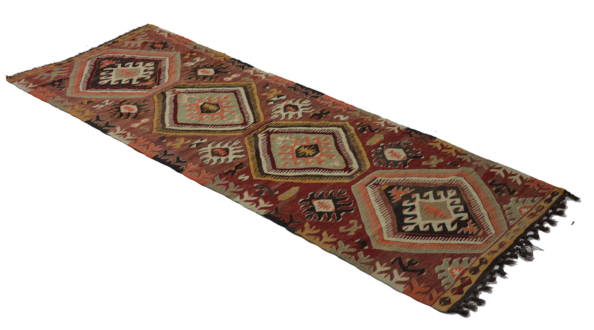 Anatolian handmade kilim rug 260 cm x 97 cm