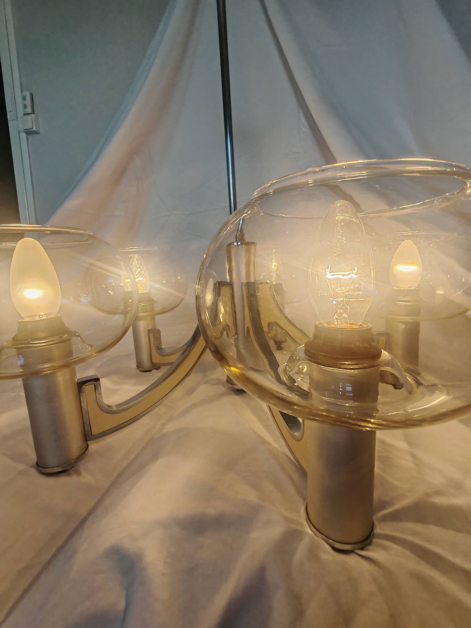 5-branched chandelier by Sciolari, Italy, space age, 1970