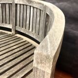 oval garden bench vintage solid teak "franck west" rare curved shape