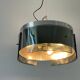Suspended lamp in green glass and chrome, 1960s, Italy