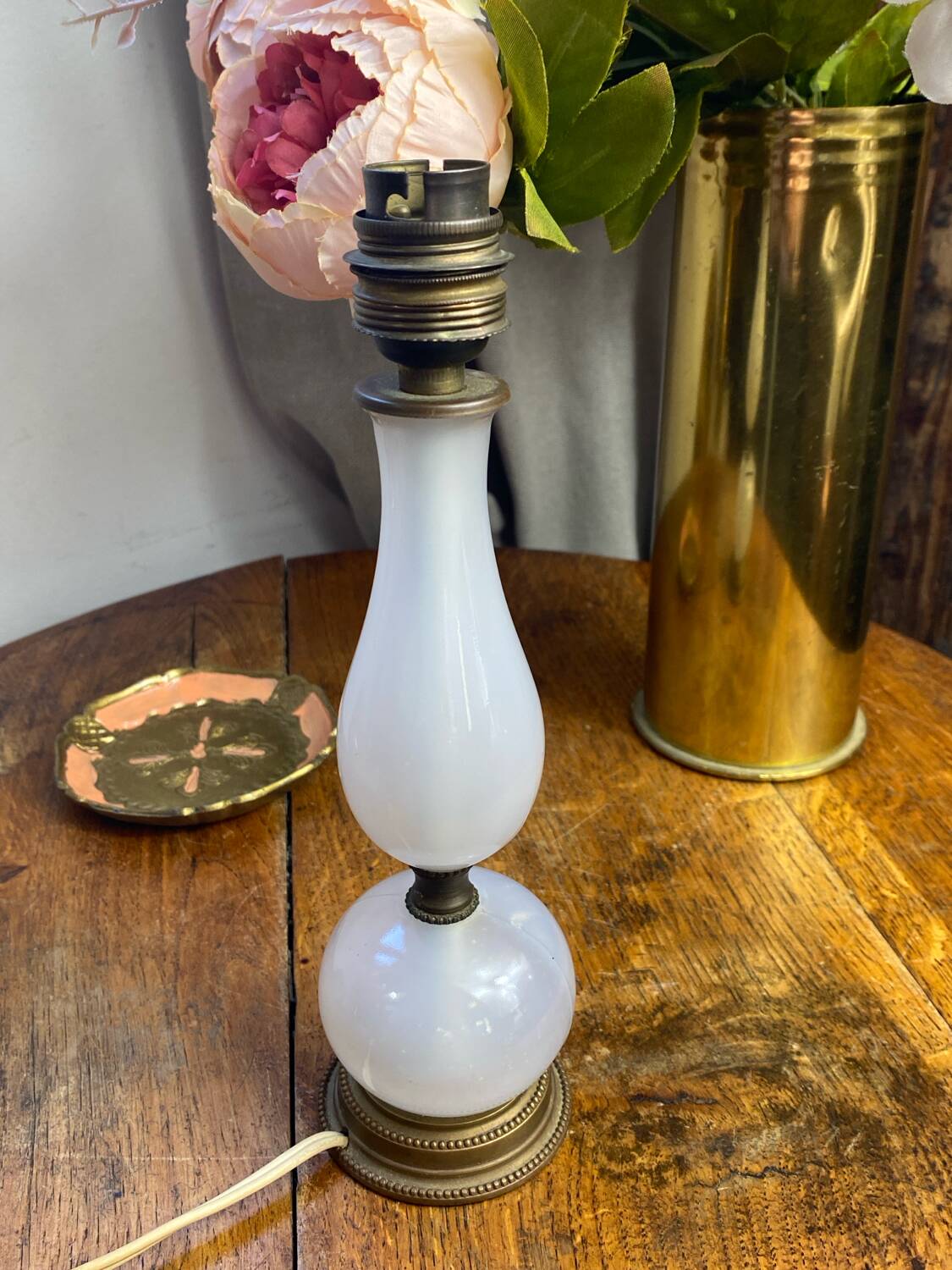 Glass and brass lamp