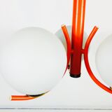 Richard Essig orange chandelier with opaline glasses, 1970