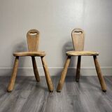 Pair of solid wood farmhouse stools