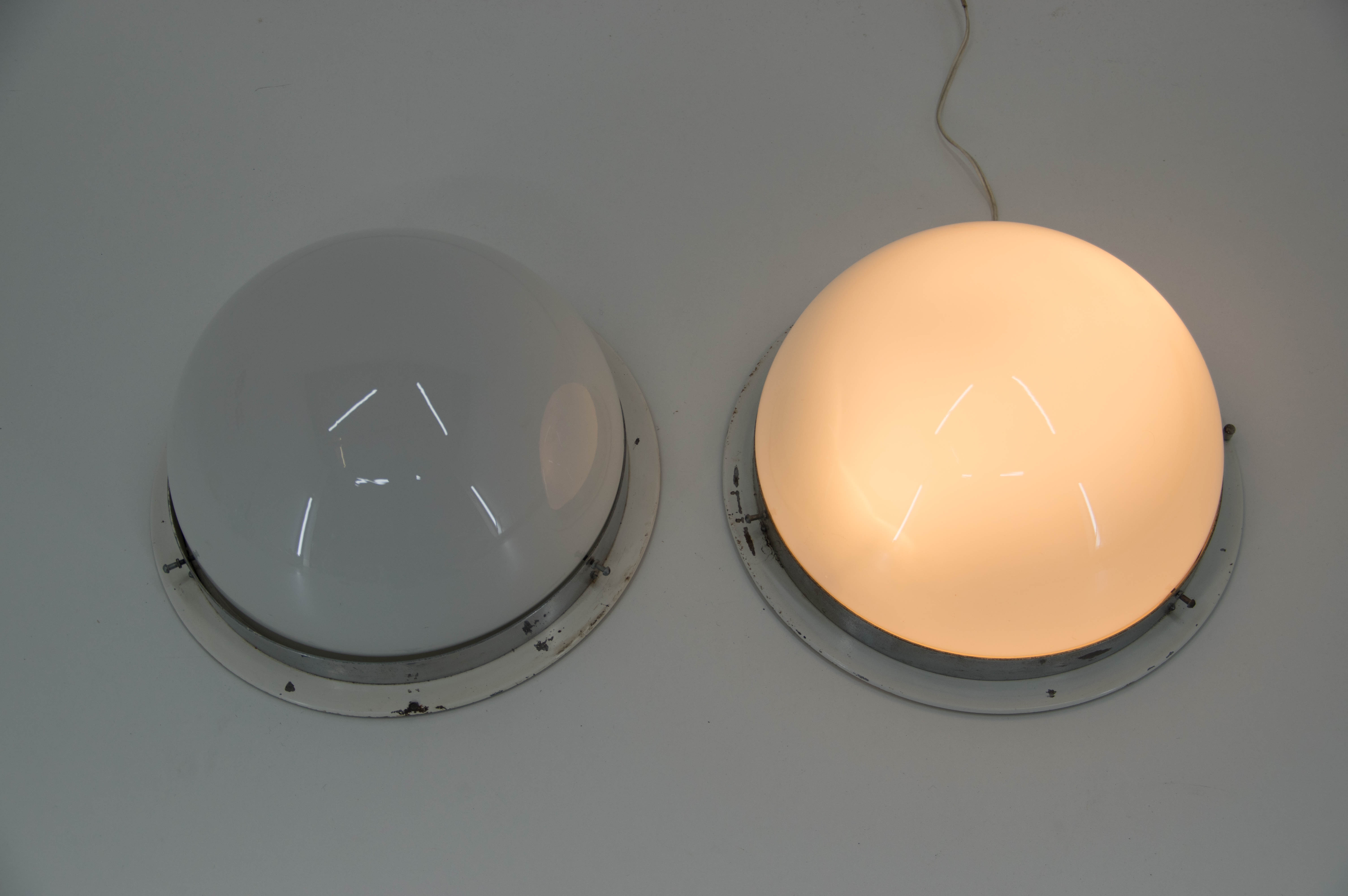 Big Bauhaus Chrome Flush Mount or Wall Light , 1940s, EIGHT items Available