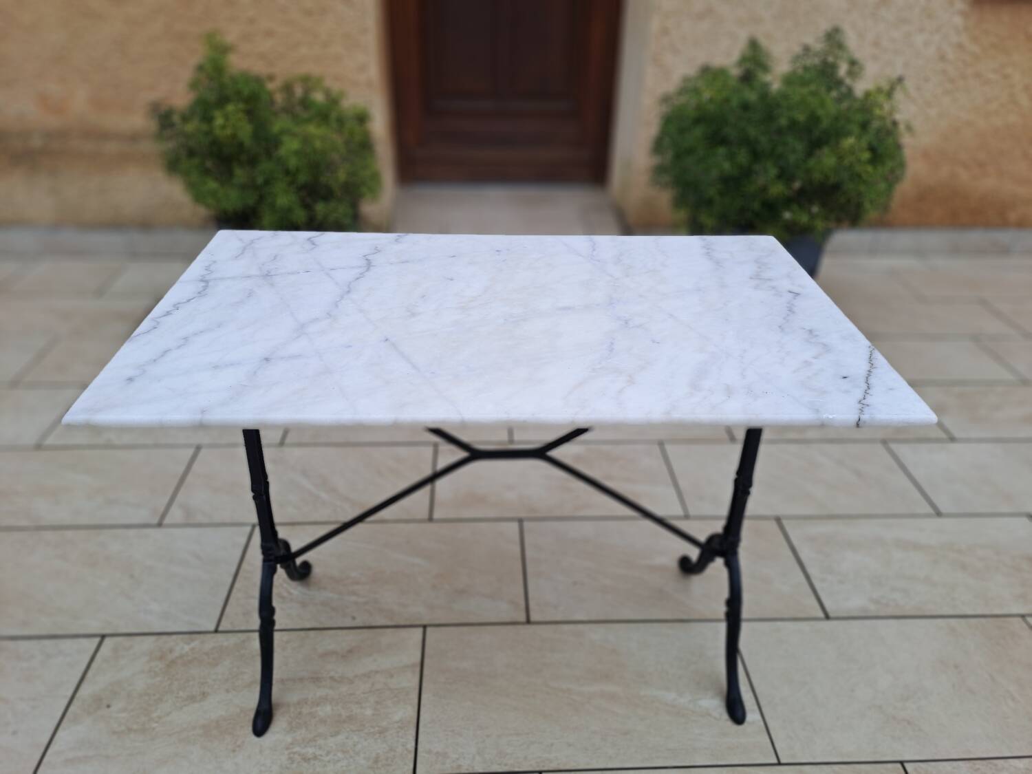 Marble and cast iron bistro table