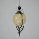 1930s Italian Art Deco Pendant Light with Etched Glass and Amber Globe