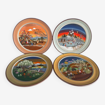 Set of 4 decorative 4 seasons ceramic plates