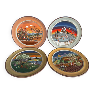 Set of 4 decorative 4 seasons ceramic plates