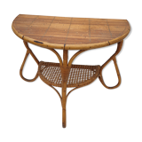 Rattan half-moon console
