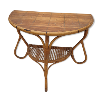 Console demi-lune rotin