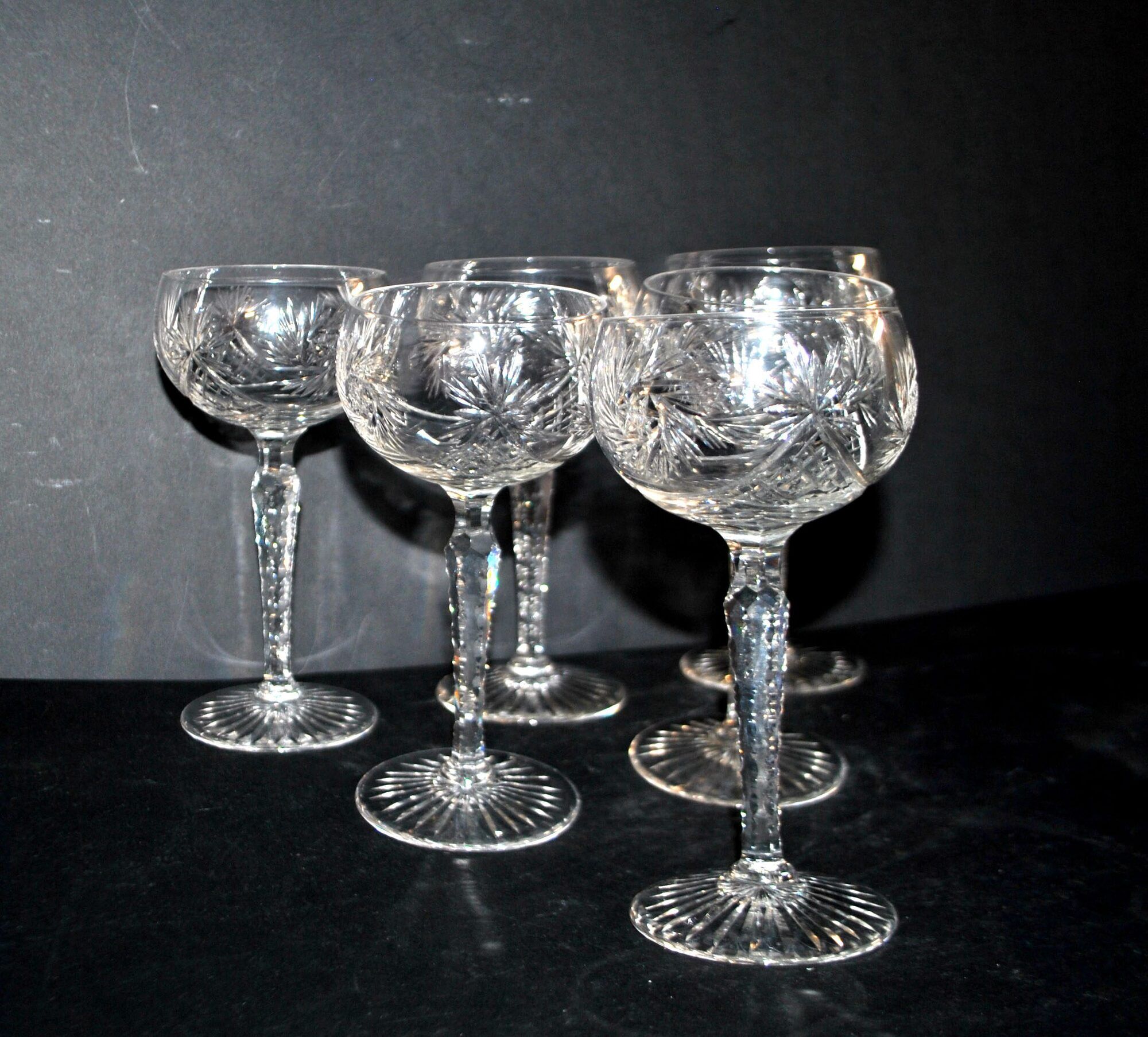 SAINT-LOUIS Balloon Wine Glass ROEMER in cut crystal star 1930 H14.5cm