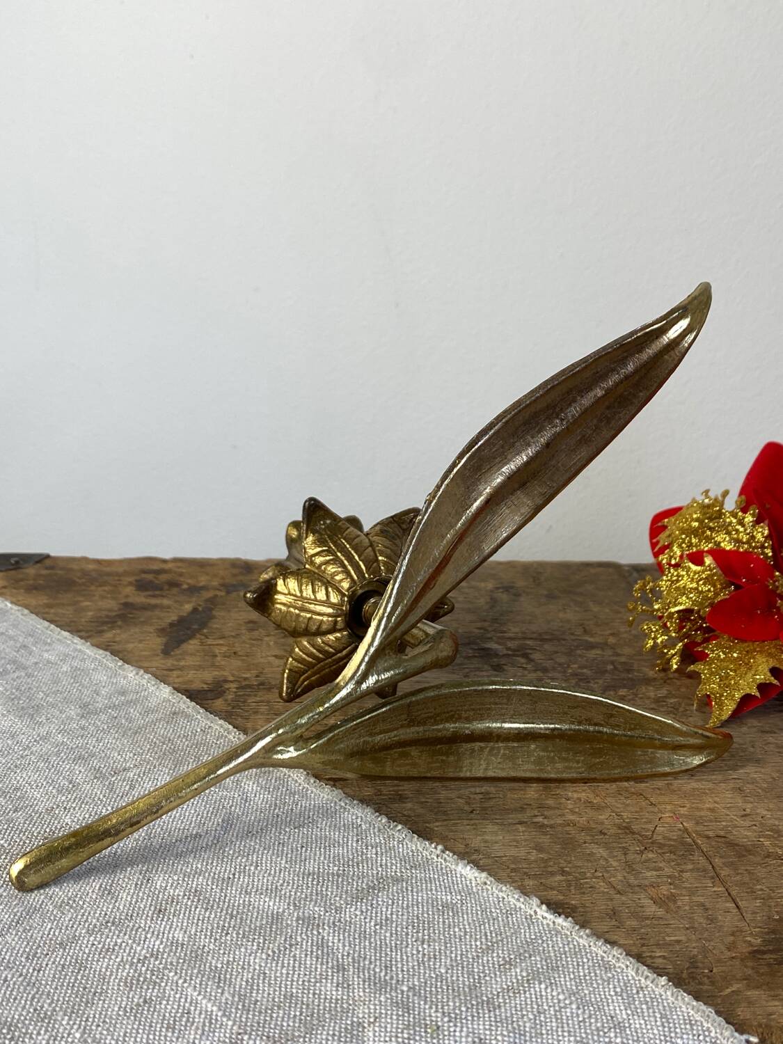 Vintage brass flower candle holder