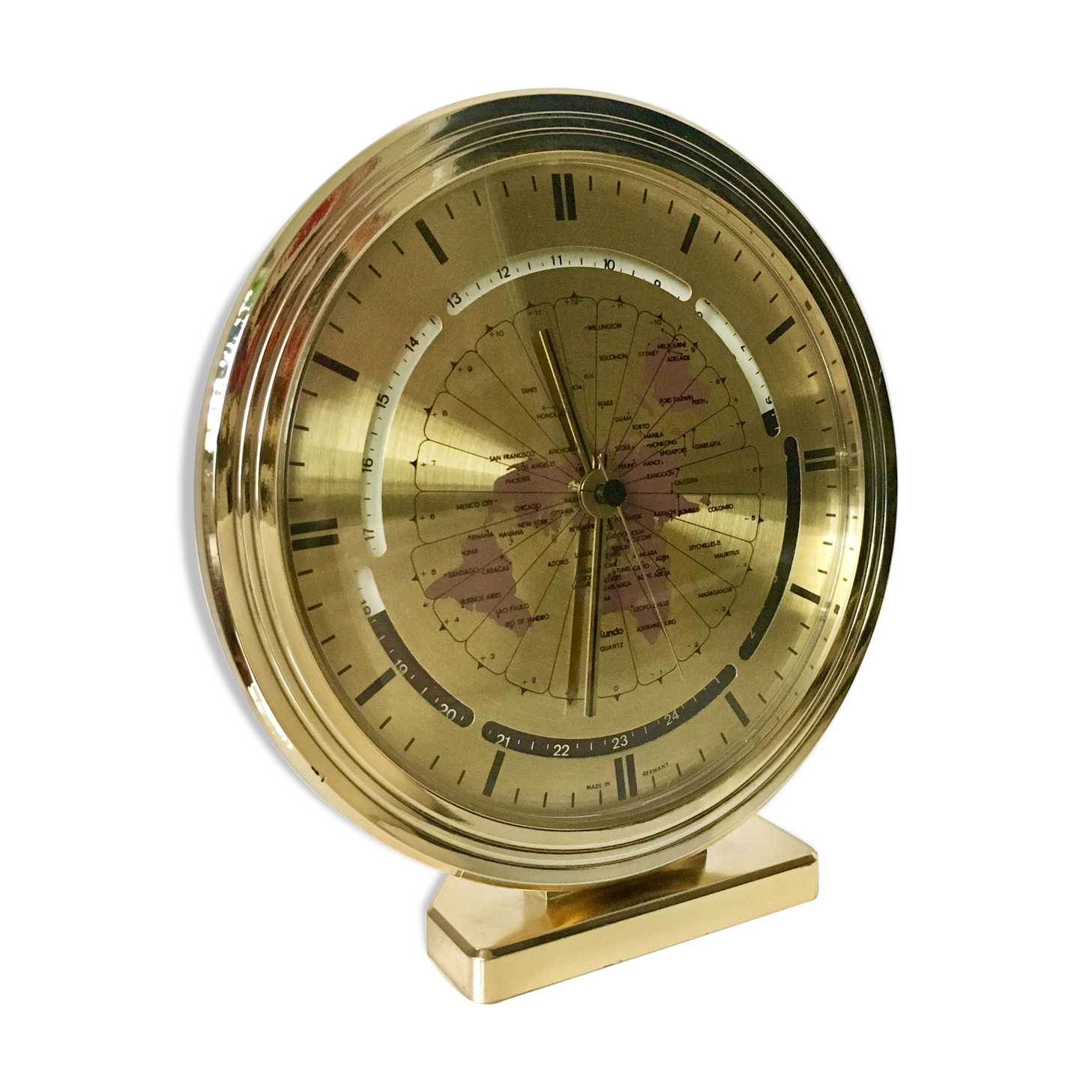 Modernist clock Kienzle Kundo world timer 1970 West Germany