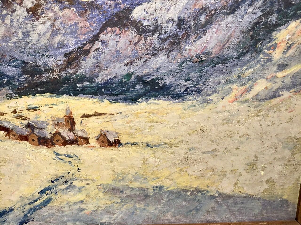 Table, winter landscape under snow 50/60s