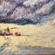 Table, winter landscape under snow 50/60s