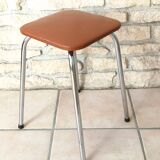Set of 2 brown leatherette stools