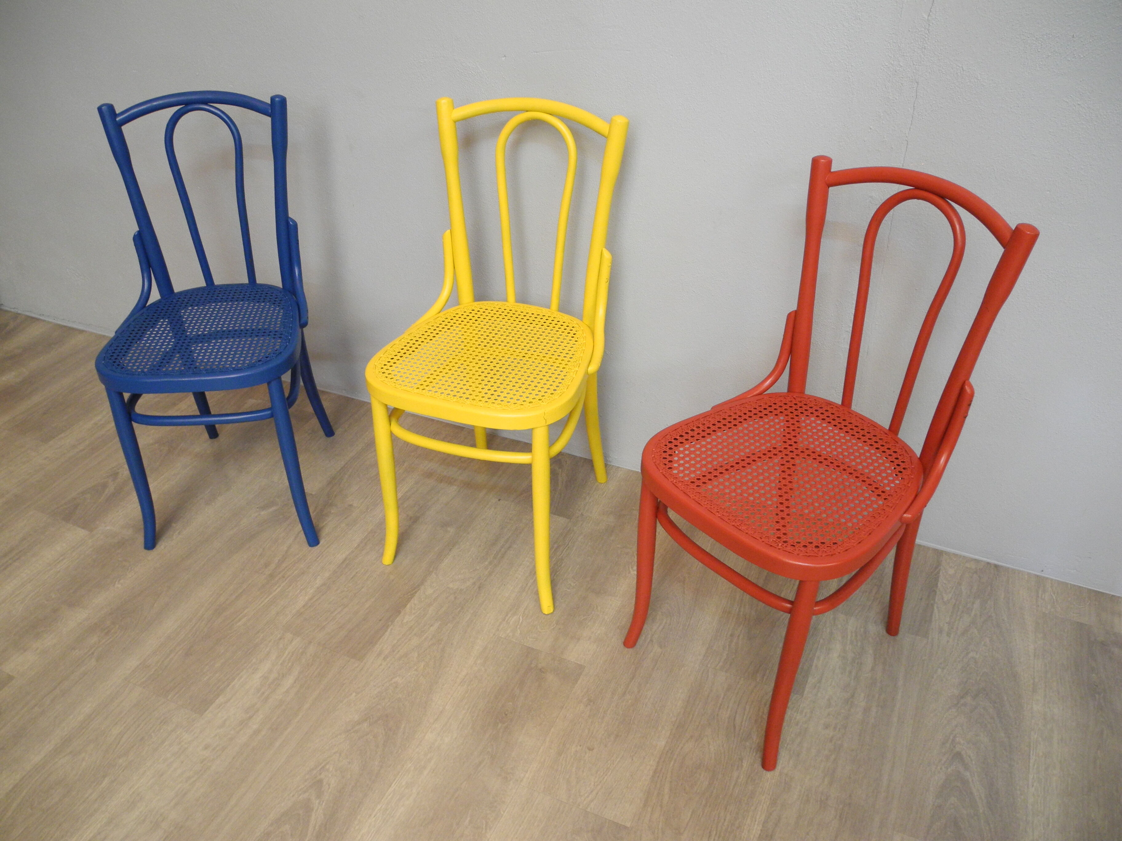 Lot de 3 anciennes chaises Japy Frères en bois des années 1940/1950