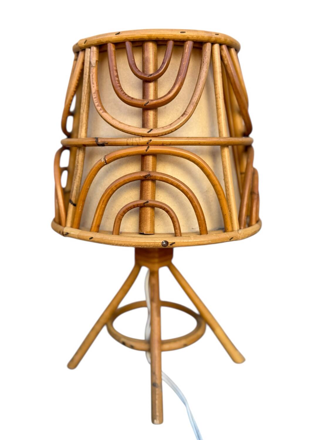 Set of 3 rattan lamps from the 1960s France