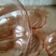 Set of 6 small scallops in vintage rosaline pink glass