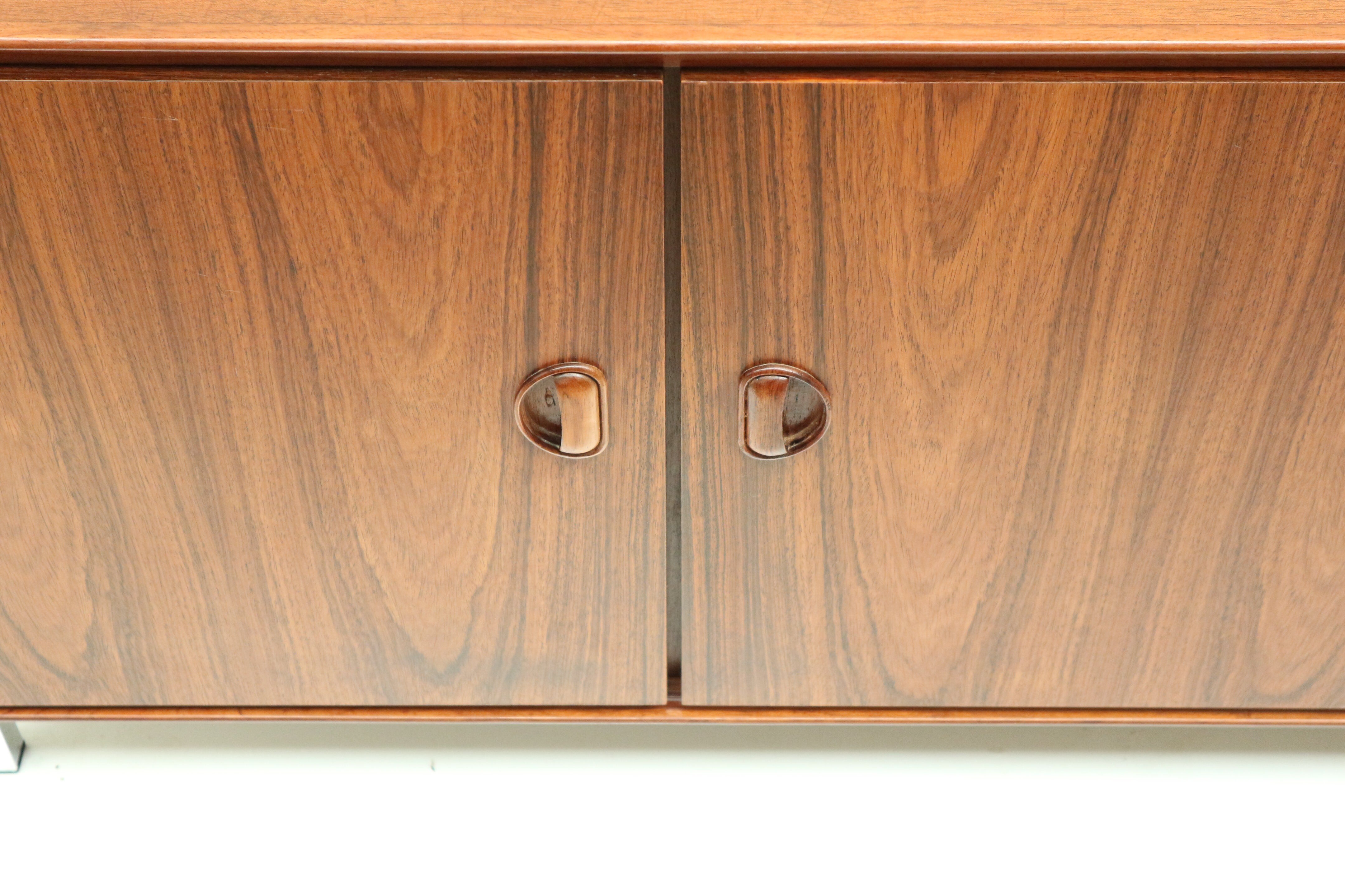 Vintage rosewood low sideboard with four doors from the 1960s