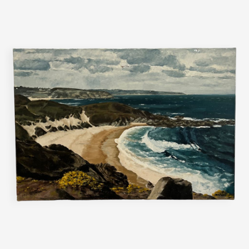 Huile sur toile paysage de bord de mer