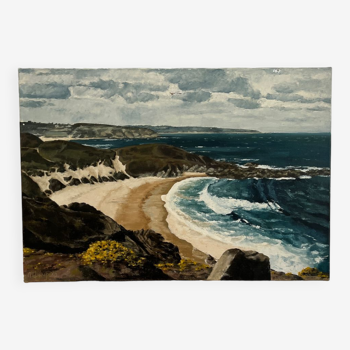 Oil on canvas seaside landscape