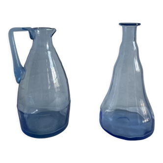 Art Deco blue carafe and pitcher