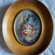 Tableau ancien "Bouquet de fleurs" avec cadre oval et verre