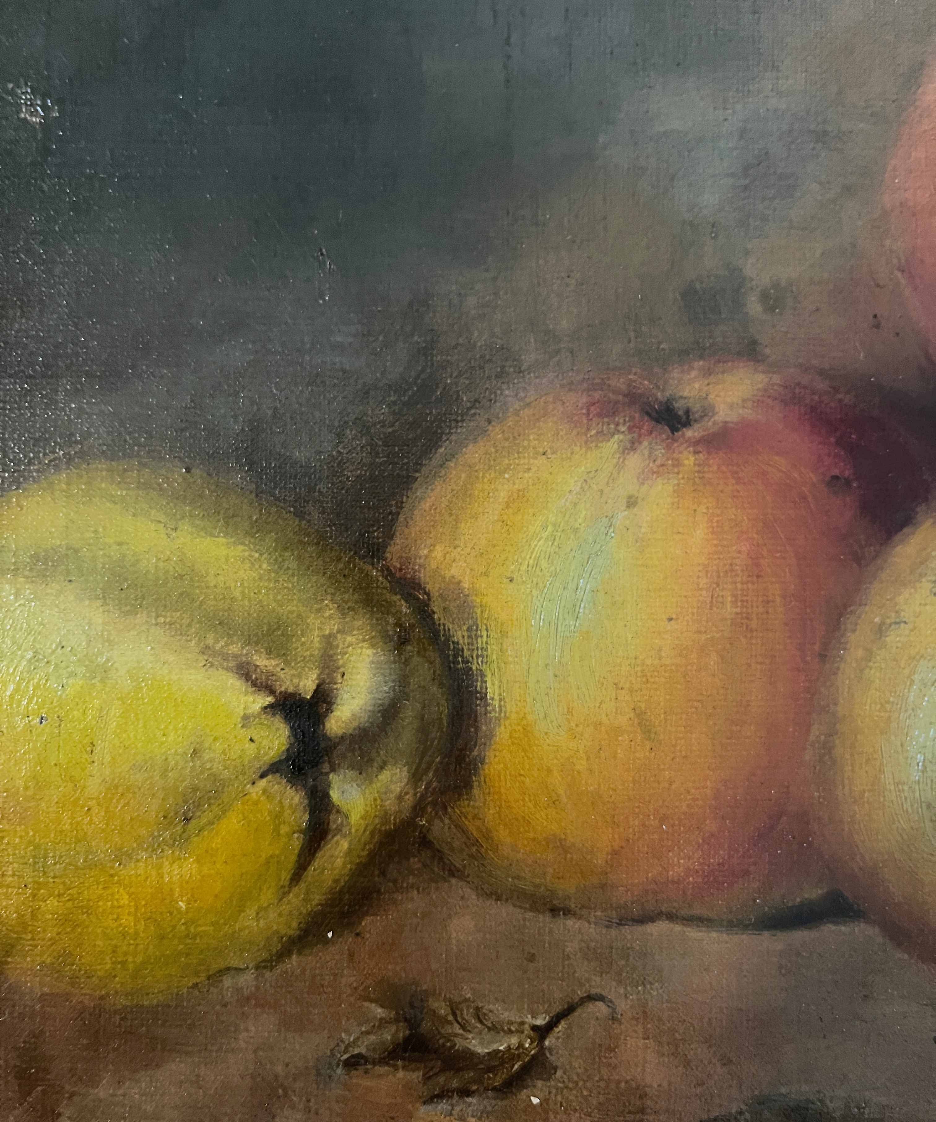 Tableau HST "Still Life with Apples and Quinces" signed D. Finelle 1911 + frame